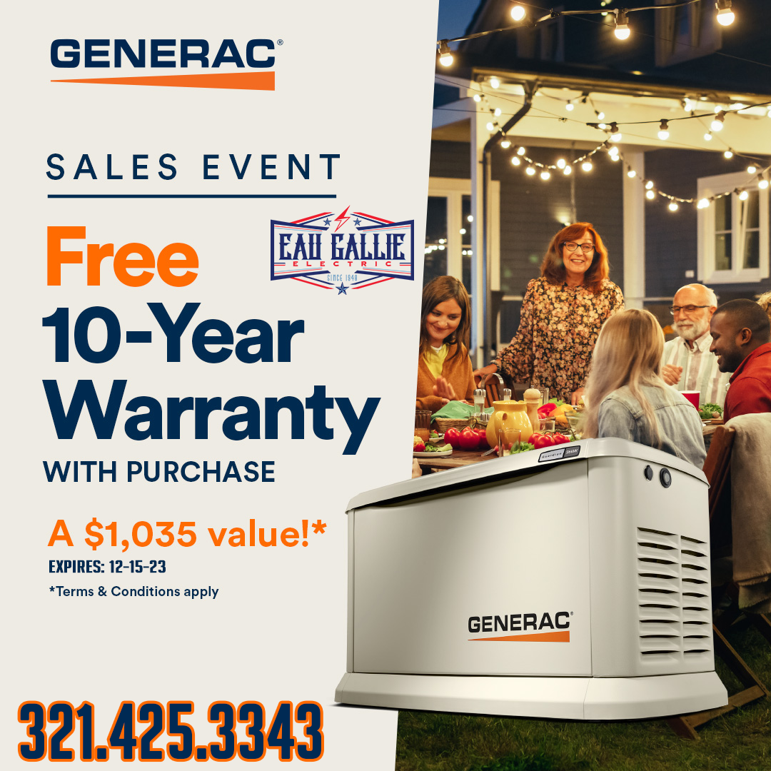 Generac Free 10yr Extended Warranty Eau Gallie Electric